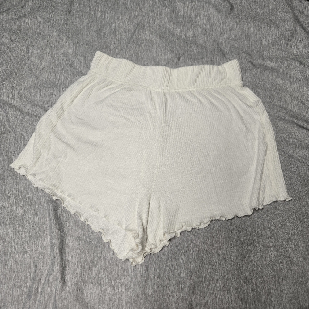 Roxy White Shorts Lettuce Hem Ribbed Soft Size Small - Picture 6 of 11